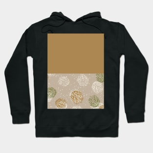 Gold Horizontal Split Colorful Pinecone Pattern on Beige Brown Hoodie